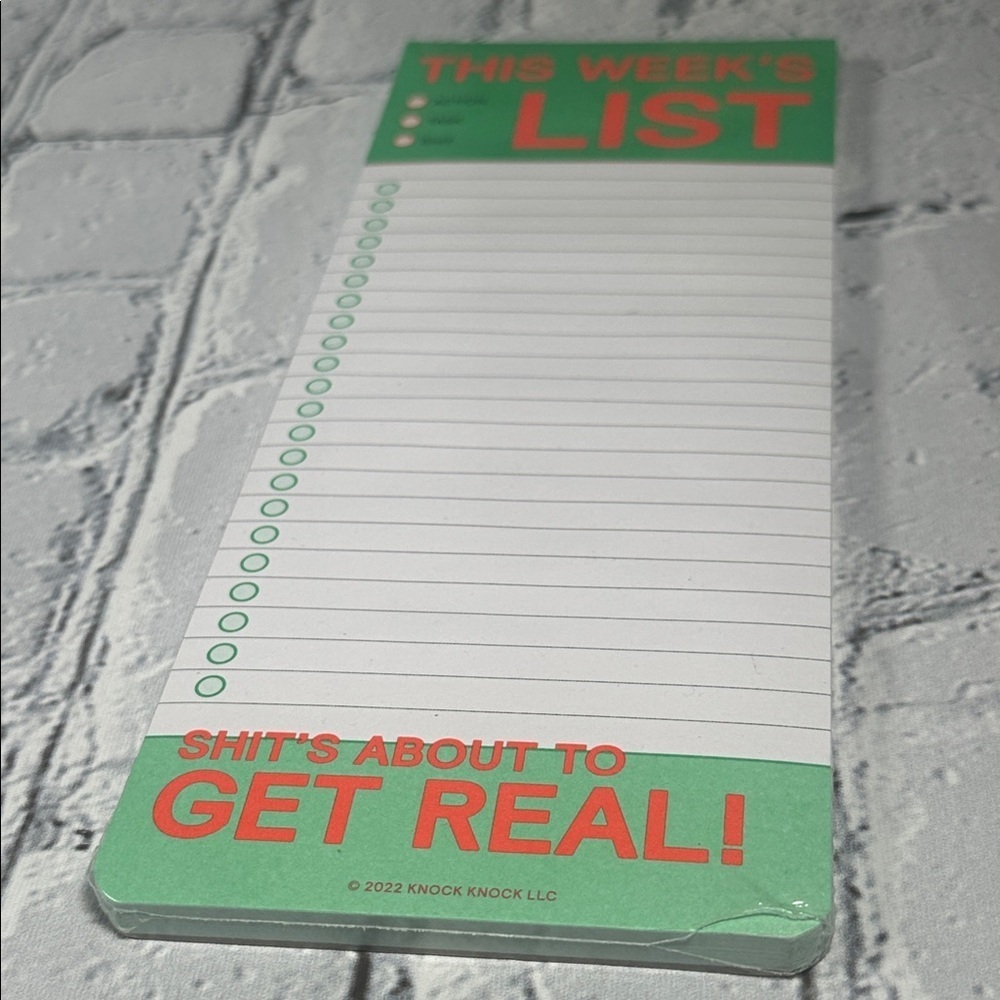 Weekly List Notepad Shit’s About to Get Real Novelty Notepad NEW 50 sheets
